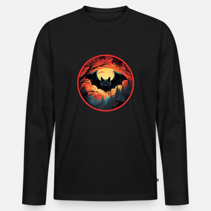 Fledermäuse Fledermaus Flughunde Halloween - Männer Premium Bio Langarmshirt - Schwarz