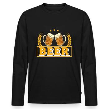 Beer Beer Beer Lovers Beer Drinkers - Men's Premium Organic Long Sleeve Shirt - black - Front - Nico (187cm)