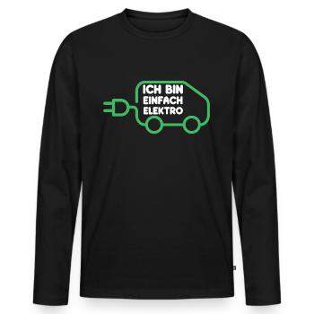Ich bin einfach Elektro lustige Elektroauto Sprüch - Männer Premium Bio Langarmshirt - Schwarz - Vorne - Nico (187cm)
