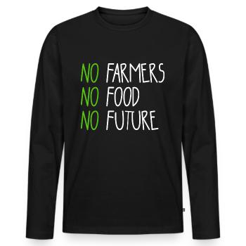 No Farmers - No Food - No Future - Farmer Farmer - Men's Premium Organic Long Sleeve Shirt - black - Front - Nico (187cm)