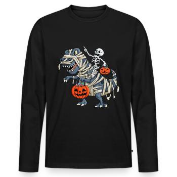 Squelette Équitation Maman Dinosaure - T-shirt manches longues Premium bio Homme - noir - Devant - Nico (187cm)