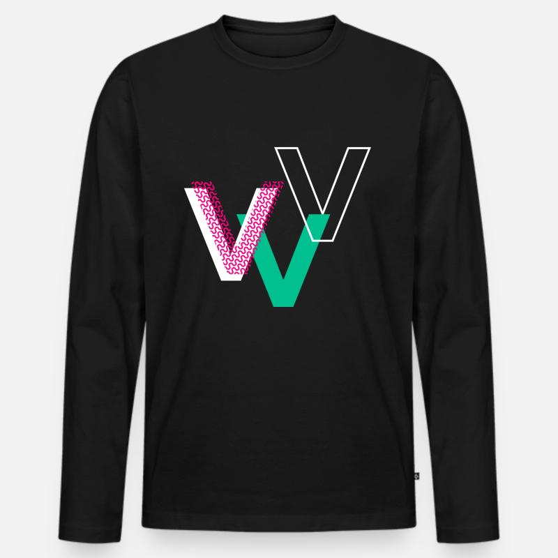 V Buchstabe - Männer Premium Bio Langarmshirt - Schwarz