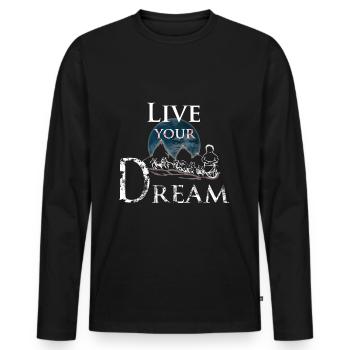 Sled dogs live your dream - Men's Premium Organic Long Sleeve Shirt - black - Front - Nico (187cm)
