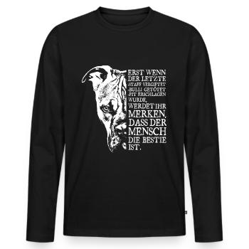 Der Mensch ist die Bestie - Männer Premium Bio Langarmshirt - Schwarz - Vorne - Nico (187cm)