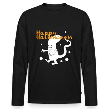 Halloween monster white - Men's Premium Organic Long Sleeve Shirt - black - Front - Nico (187cm)