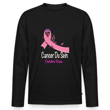 Ruben Rose de sensilisation au Cancer du Sein - Men's Premium Organic Long Sleeve Shirt - black - Front - Nico (187cm)