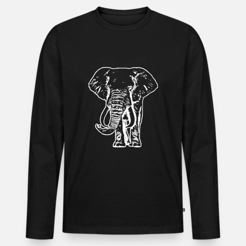 Elefant - Männer Premium Bio Langarmshirt - Schwarz