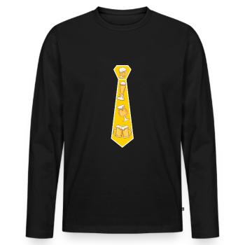 Bier Krawatte Witziger Schlips Männer Herren Papa - Männer Premium Bio Langarmshirt - Schwarz - Vorne - Nico (187cm)