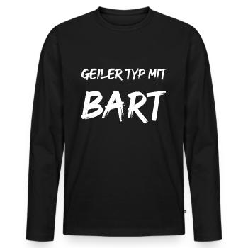 Geiler Typ mit Bart - Männer Premium Bio Langarmshirt - Schwarz - Vorne - Nico (187cm)