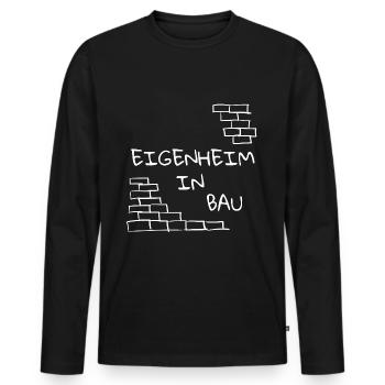 Bauherr, Haus bauen, schlicht, dezent, Spruch - Männer Premium Bio Langarmshirt - Schwarz - Vorne - Nico (187cm)