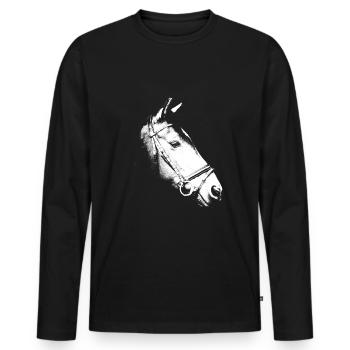 Pferdekopf - Männer Premium Bio Langarmshirt - Schwarz - Vorne - Nico (187cm)