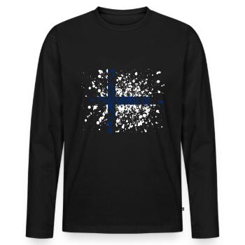 Finland flag, Finland flag - Men's Premium Organic Long Sleeve Shirt - black - Front - Nico (187cm)