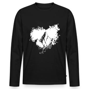Grunge Herz - Berg - (2) - Männer Premium Bio Langarmshirt - Schwarz - Vorne - Nico (187cm)