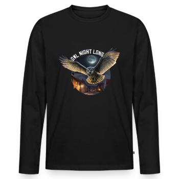 Owl Night Long Night Owl Owl Night Service - Men's Premium Organic Long Sleeve Shirt - black - Front - Nico (187cm)