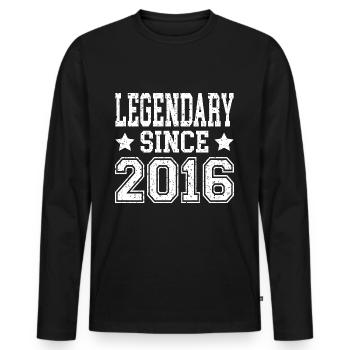 Légendaire depuis 2016 - T-shirt manches longues Premium bio Homme - noir - Devant - Nico (187cm)