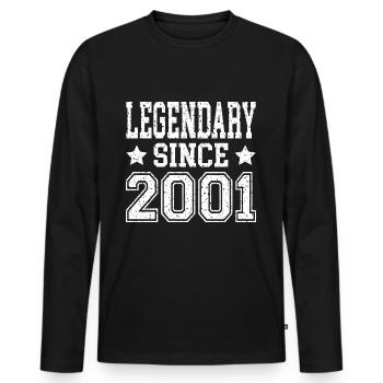 Légendaire depuis 2001 - T-shirt manches longues Premium bio Homme - noir - Devant - Nico (187cm)