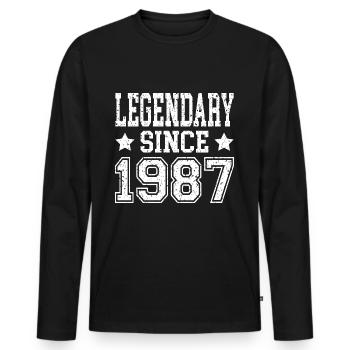 Légendaire depuis 1987 - T-shirt manches longues Premium bio Homme - noir - Devant - Nico (187cm)