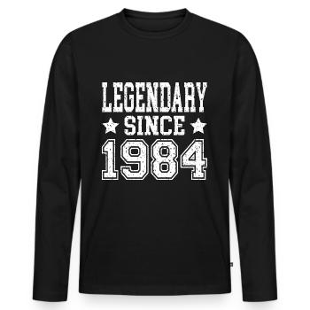 Legendary since 1984 - Männer Premium Bio Langarmshirt - Schwarz - Vorne - Nico (187cm)