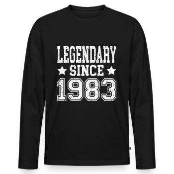 Légendaire depuis 1983 - T-shirt manches longues Premium bio Homme - noir - Devant - Nico (187cm)