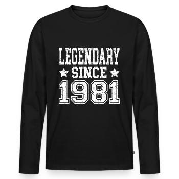 Legendary since 1981 - Männer Premium Bio Langarmshirt - Schwarz - Vorne - Nico (187cm)