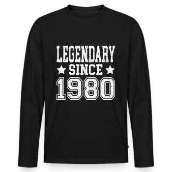 Legendary since 1980 - Männer Premium Bio Langarmshirt - Schwarz - Vorne - Nico (187cm)