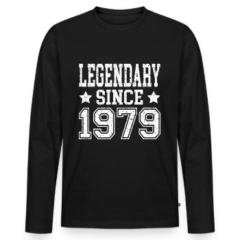 Légendaire depuis 1979 - T-shirt manches longues Premium bio Homme - noir - Devant - Nico (187cm)