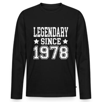 Légendaire depuis 1978 - T-shirt manches longues Premium bio Homme - noir - Devant - Nico (187cm)