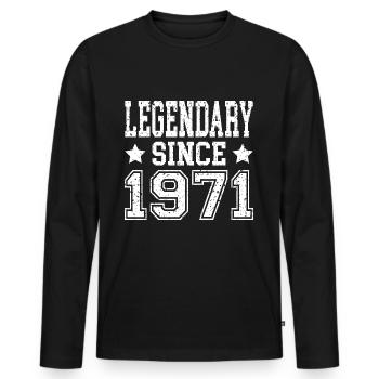 Legendary since 1971 - Men's Premium Organic Long Sleeve Shirt - black - Front - Nico (187cm)