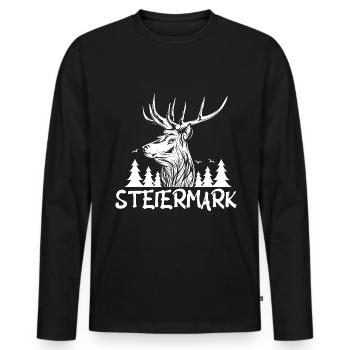Styrie - T-shirt manches longues Premium bio Homme - noir - Devant - Nico (187cm)