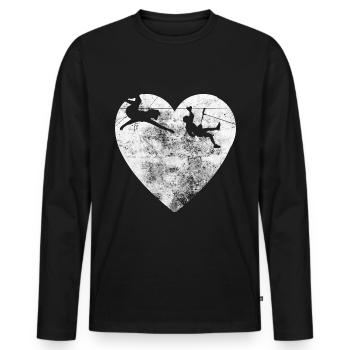 Coeur - Escalade - - T-shirt manches longues Premium bio Homme - noir - Devant - Nico (187cm)