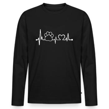 Patte de chien avec le battement de cœur Chien d’amour chien - T-shirt manches longues Premium bio Homme - noir - Devant - Nico (187cm)