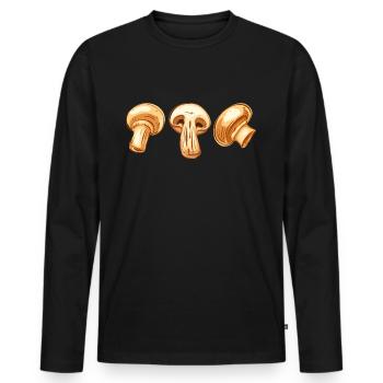 Drei braune Pilze die Champignons Pilze - Männer Premium Bio Langarmshirt - Schwarz - Vorne - Nico (187cm)