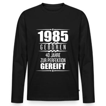1985 Mann 40 Jahre Geschenk zum 40. Geburtstag - Männer Premium Bio Langarmshirt - Schwarz - Vorne - Nico (187cm)