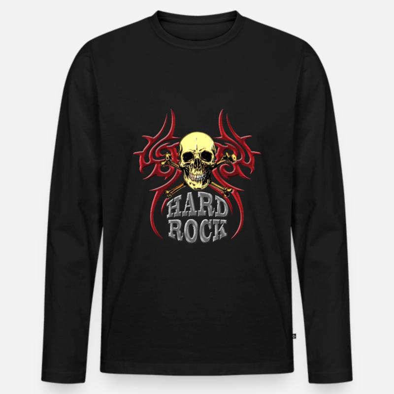 HARD ROCK - Männer Premium Bio Langarmshirt - Schwarz