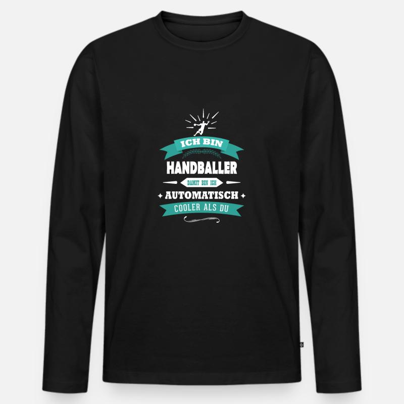 Handballer Handball Geschenkidee - Männer Premium Bio Langarmshirt - Schwarz