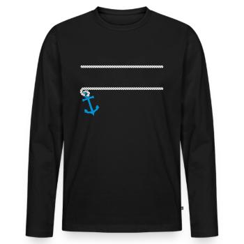 Cadre maritime avec ancre - T-shirt manches longues Premium bio Homme - noir - Devant - Nico (187cm)