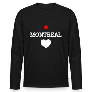 Montreal - Men's Premium Organic Long Sleeve Shirt - black - Front - Nico (187cm)