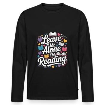 Lass mich alleine, ich lese! Bücherwurm Lesen - Männer Premium Bio Langarmshirt - Schwarz - Vorne - Nico (187cm)