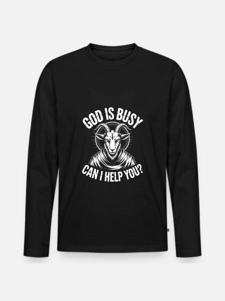 Dieu est occupé ! Athéisme Satanisme - T-shirt manches longues Premium bio Homme - noir