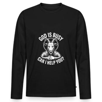 Gott ist beschäftigt! Atheismus Satanismus - Männer Premium Bio Langarmshirt - Schwarz - Vorne - Nico (187cm)