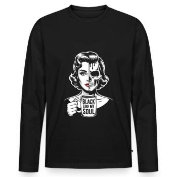 Black like my soul! Goth Coffee Emo Girl - Men's Premium Organic Long Sleeve Shirt - black - Front - Nico (187cm)