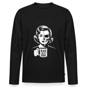 Noir comme mon âme ! Goth Café Emo Girl - T-shirt manches longues Premium bio Homme - noir - Devant - Nico (187cm)