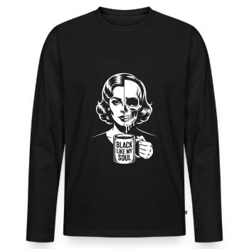 Noir comme mon âme ! Goth Café Emo Girl - T-shirt manches longues Premium bio Homme - noir - Devant - Nico (187cm)