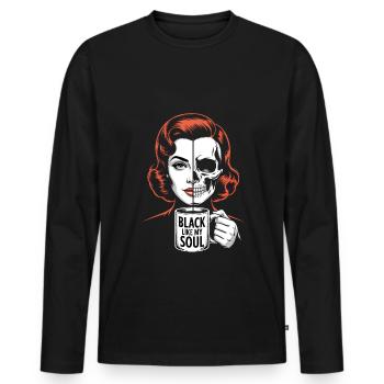 Noir comme mon âme ! Goth Café Emo Girl - T-shirt manches longues Premium bio Homme - noir - Devant - Nico (187cm)