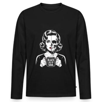 Noir comme mon âme ! Goth Café Emo Girl - T-shirt manches longues Premium bio Homme - noir - Devant - Nico (187cm)