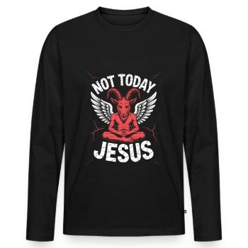 Not Jesus today! Satanist Atheist Goth Aesthetic - Men's Premium Organic Long Sleeve Shirt - black - Front - Nico (187cm)