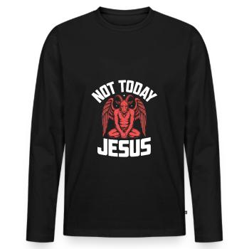 Not Jesus today! Satanist Atheist Goth Aesthetic - Men's Premium Organic Long Sleeve Shirt - black - Front - Nico (187cm)
