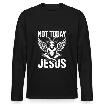 Not Jesus today! Satanist Atheist Goth Aesthetic - Men's Premium Organic Long Sleeve Shirt - black - Front - Nico (187cm)