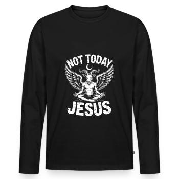 Not Jesus today! Satanist Atheist Goth Aesthetic - Men's Premium Organic Long Sleeve Shirt - black - Front - Nico (187cm)