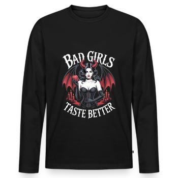 Bad Girls Taste Better! Goth Gothic Emo Baddie - Men's Premium Organic Long Sleeve Shirt - black - Front - Nico (187cm)